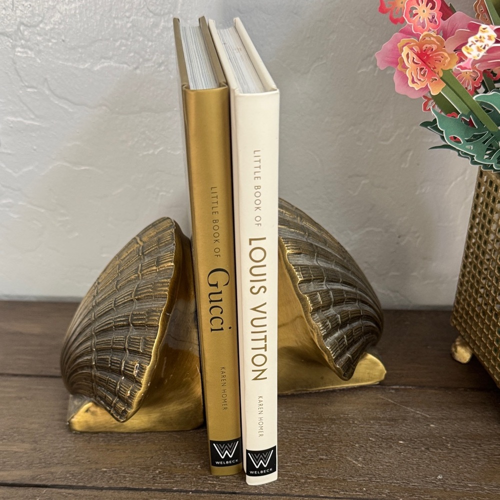 Gold Shell Bookends (Vintage) Pair of 2 Marked “PMC”